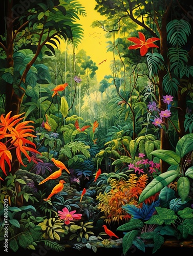 Jungle Critters Playful Children's Room & Rainforest Landscape Art © Michael