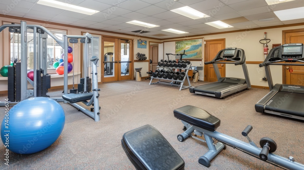 Fototapeta premium Modern Fitness Studio with Exercise Equipment for Active Lifestyle and Wellness Training
