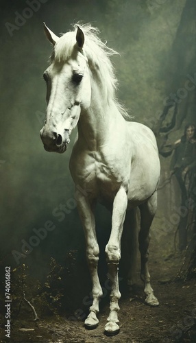 Créature mythique, tête d'homme, jambes de cheval, surrealism photography photo
