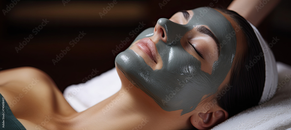 Spa therapy for woman receiving facial mask Spa therapy for woman receiving facial mask