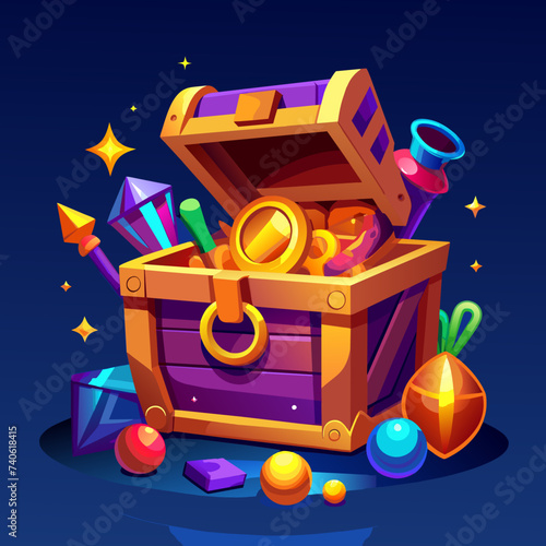 Open Treasure Chest with Glowing Contents