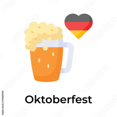 Amazing and unique Icon of oktoberfest in trendy design style, beer glass vector