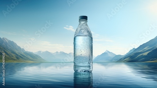 Eco-Friendly Water Bottle in Alpine Lake Setting