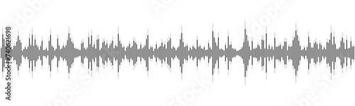 Seamless black vector sound waves flow isolated on a white background. Waveform pattern for music, dictaphone, podcast, voice message, or social media background. Spectral music frequency illustration