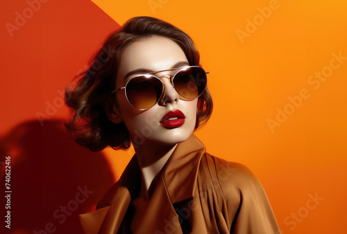 Retro styled woman with chic sunglasses.