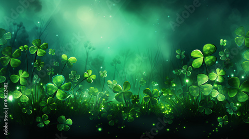 St. Patrick's Day background with clover. Vector illustration. © Argun Stock Photos
