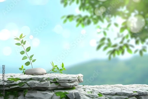 zen stones and green grass