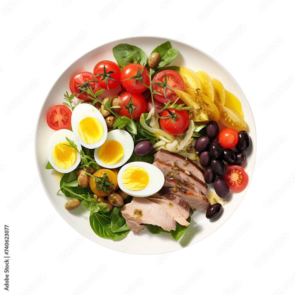 Nicoise salad isolated on transparent background Nicoise salad isolated on transparent background