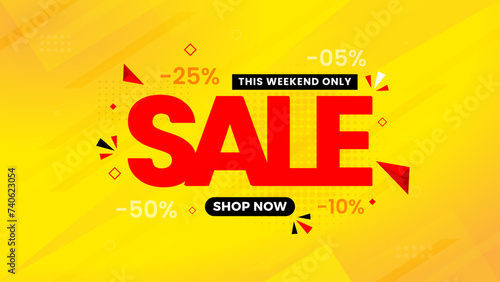 Sale Banner vector template. Offer Sale label and discounts background. Discount Promotion marketing poster design for web and Social.