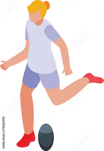 Rugby player shot icon isometric vector. School athlete. Motion power