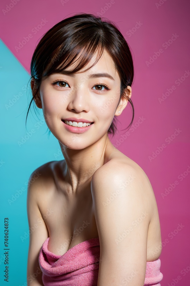 Closeup studio shot of a asian happiness beautiful young woman with freckles skin posing Sustainability portrait Close-up portrait of young and beautiful woman cosmetic skincare spa treatment concept Closeup studio shot of a asian happiness beautiful young woman with freckles skin posing Sustainability portrait Close-up portrait of young and beautiful woman cosmetic skincare spa treatment concept