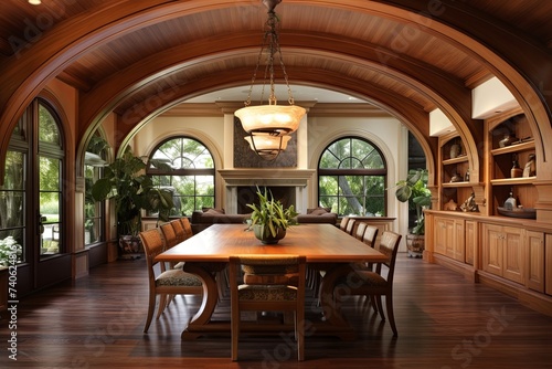Arch Ceiling Dining Room: Stunning Wooden Dining Table Designs © Michael