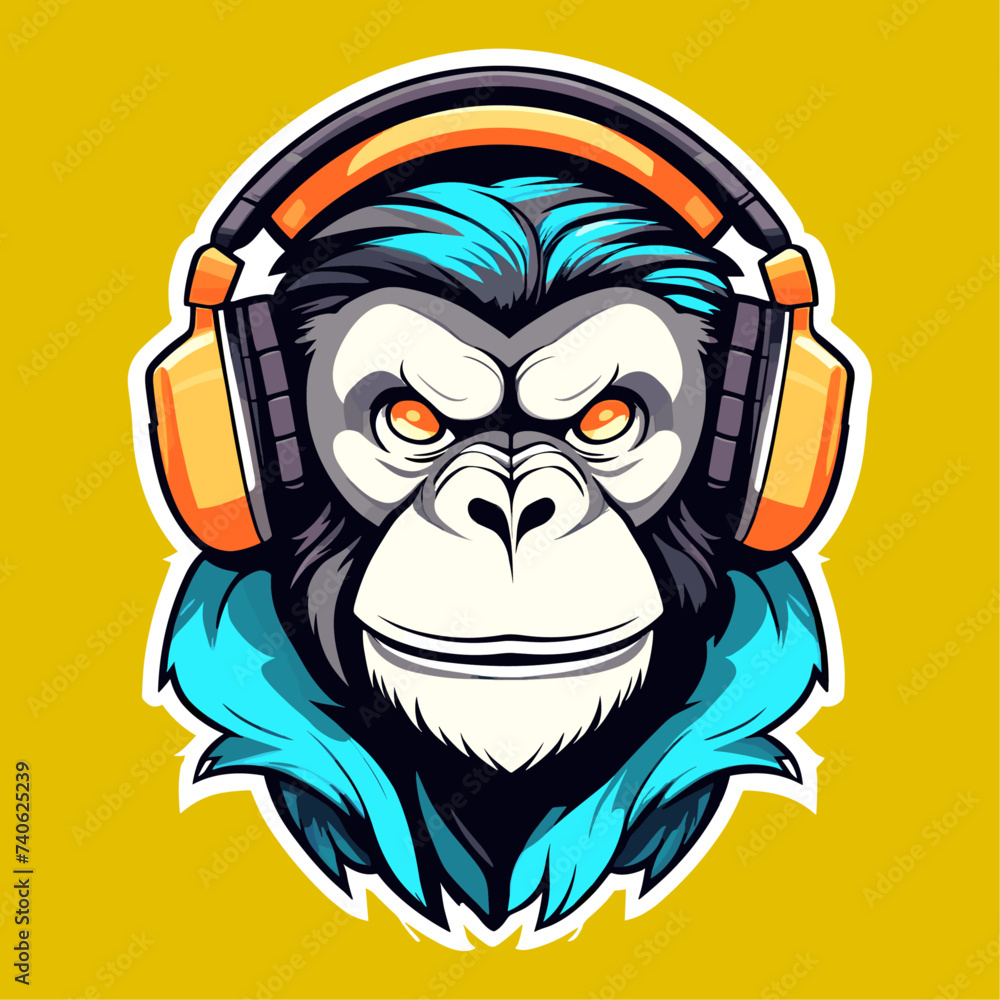 monkey head cartoon illustration