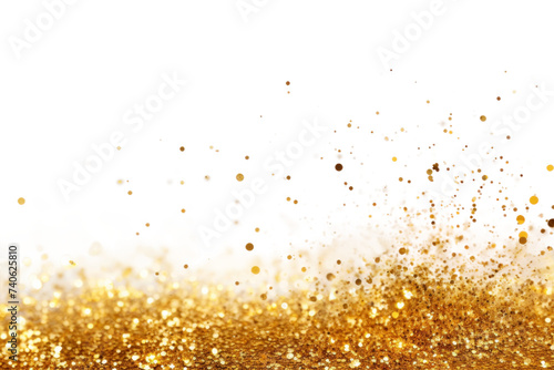 Gold Sparkle and Glitter Dust Effect Isolated on White or Transparent Background