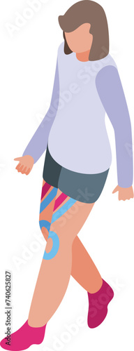Walking kinesio taping icon isometric vector. Therapy muscle. Medicine element