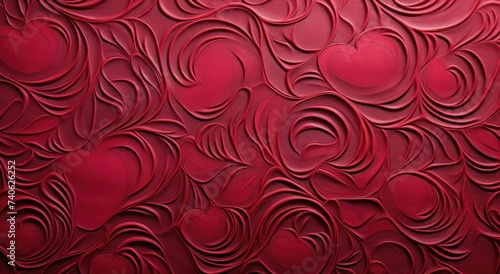 A red wall with a lot of swirls. Generative AI.