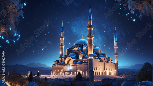 blue mosque at night photo