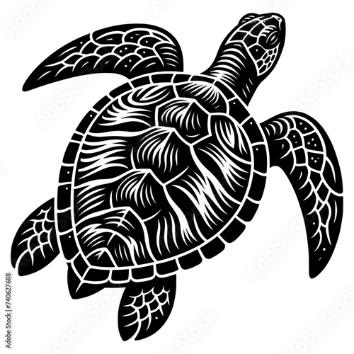 Silhouette of turtle, vector illustration.