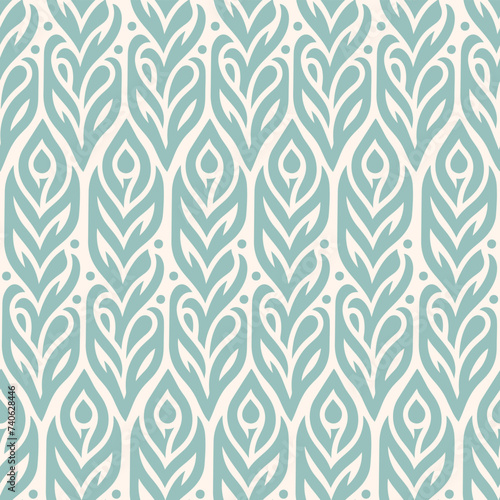 Subtle Green Ornament Decorative seamless pattern. Repeating background. Tileable wallpaper print.