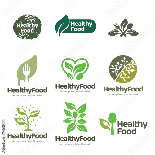 Set of Healthy Food Logo Template