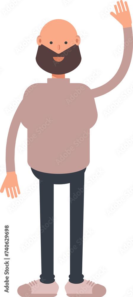 Beard Man Character Raising Hand Illustration
Beard Man Character Raising Hand Illustration
