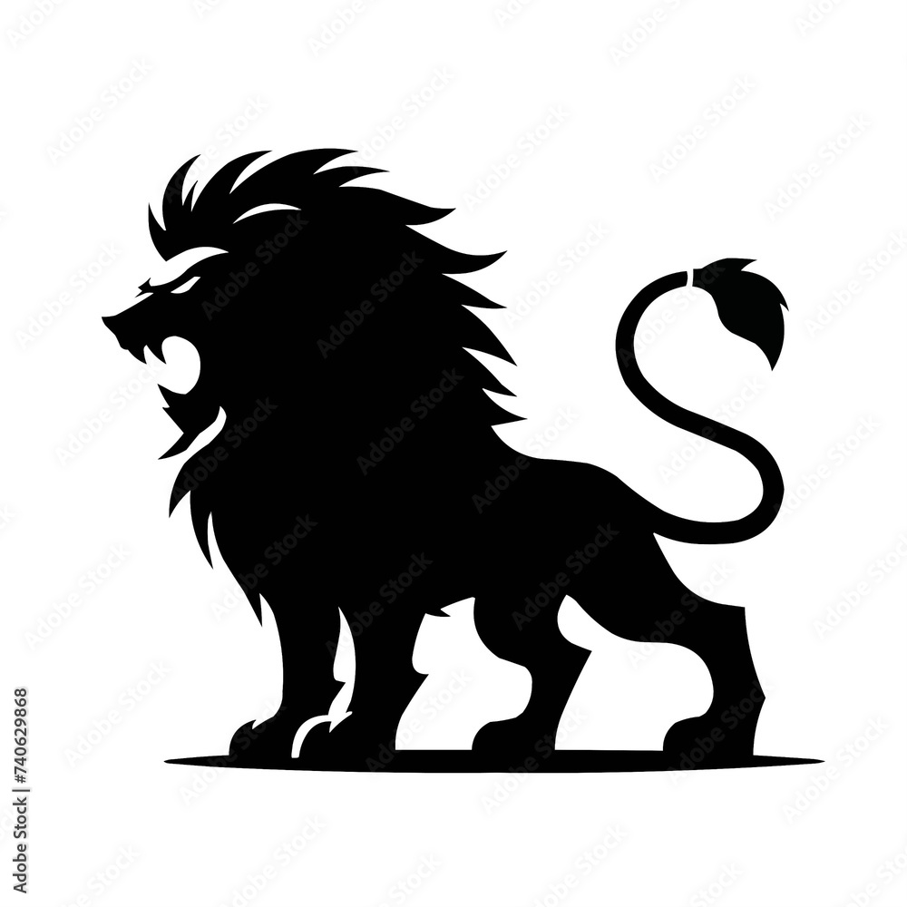 Fototapeta premium lion, vector style, icon, simple drawing, minimalism, on a white background