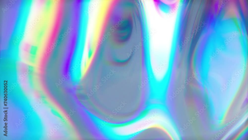 3D animation - Looped animated abstract background of a colorful fluid glass texture with light scattering reflections