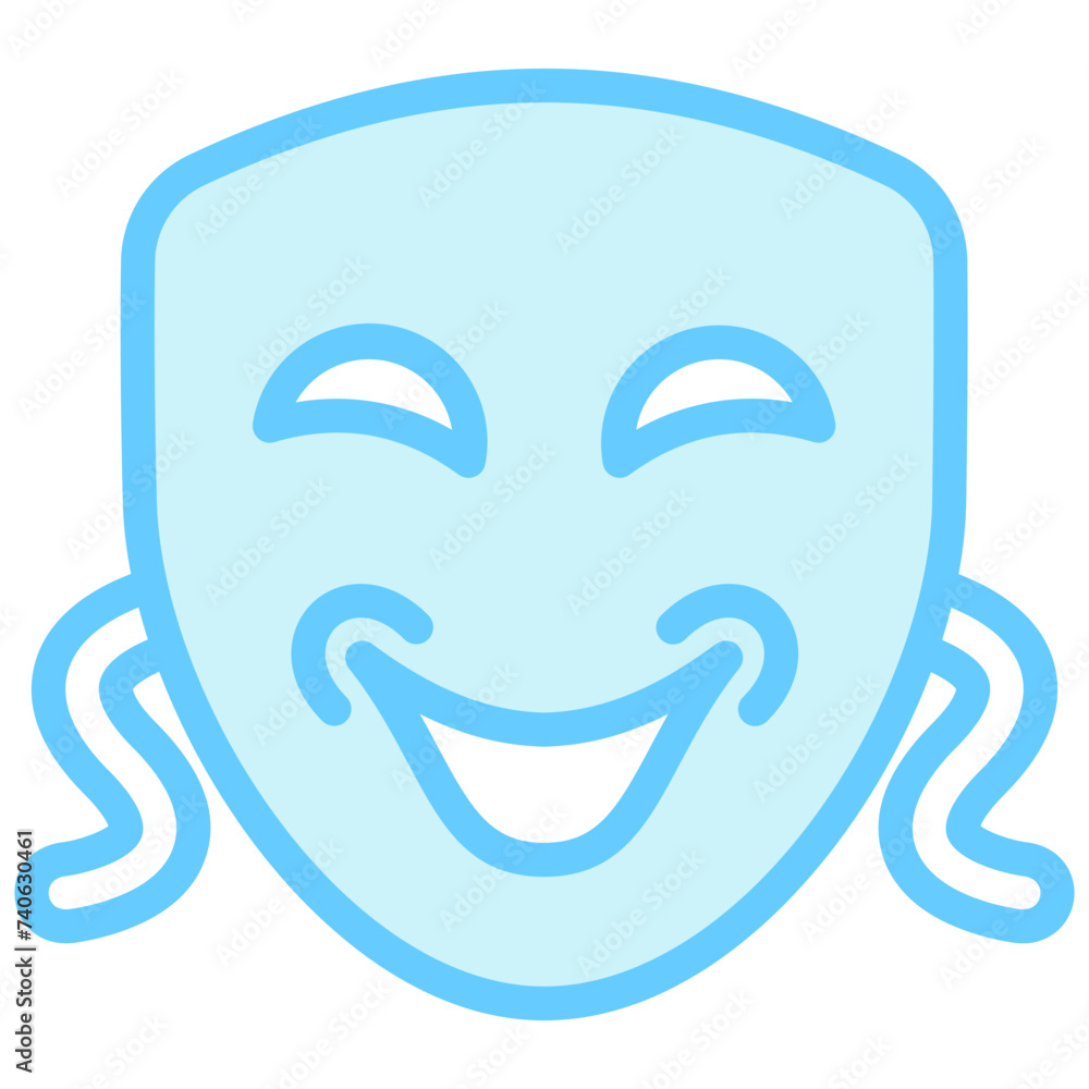 Laughing Mask blue color icon, related to carnival, festival theme, best for UI, UX kit, web and app development. Laughing Mask blue color icon, related to carnival, festival theme, best for UI, UX kit, web and app development.