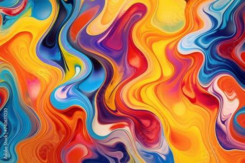 A Kaleidoscope of Liquid Color Waves, Forming a Dynamic and Lively Background with a Rich Palette, Generative AI 