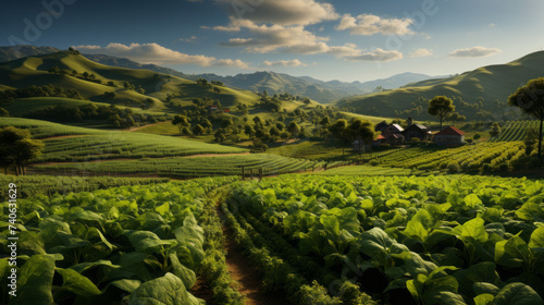 Exploring the Majestic Beauty of the Countryside: A Stunning Landscape in Summer Under the Open Sky, generative AI