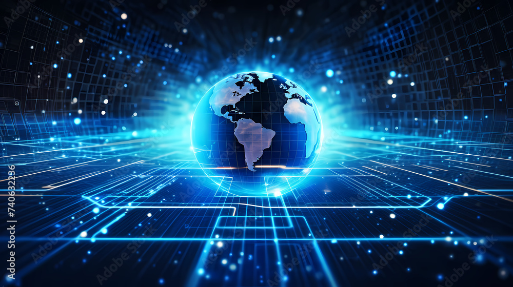 Fototapeta premium Artificial intelligence background, global business, internet network connection, internet of things, business intelligence concept