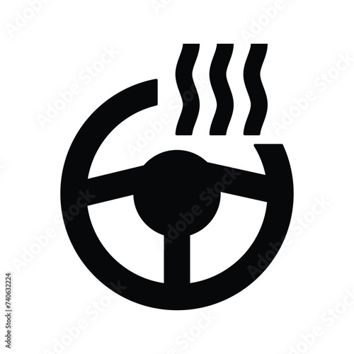 Heated steering wheel vector button icon design.