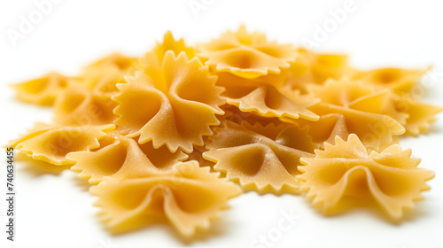 Farfalle Pasta isolated on White Background Front View, Italian Cuisine Cooking Ingredient Food Raw Uncooked, Generative Ai

