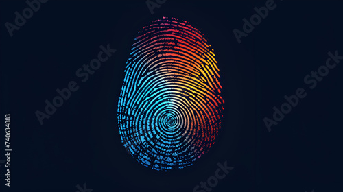 Fingerprint Icon Creative Design Colorful Black Identification Security Biometric Technology, Generative Ai