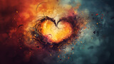 Heart, an abstract multicolor image of a heart, Vintage style background, feeling unhappy in love, broken heart, sad, depressed, regret with belove one. Human feeling, Emotional abstract picture wallp