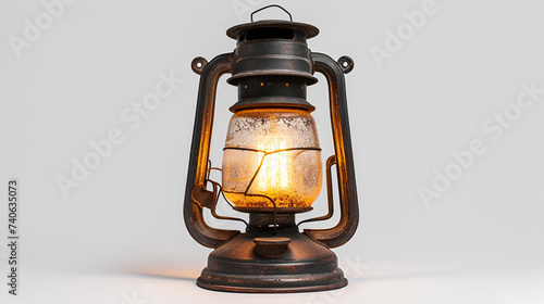 Old kerosene lamp isolated on white background, generative ai