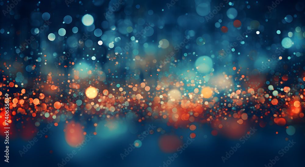 Abstract colorful background with bokeh lights. Blurred bokeh lights on dark background