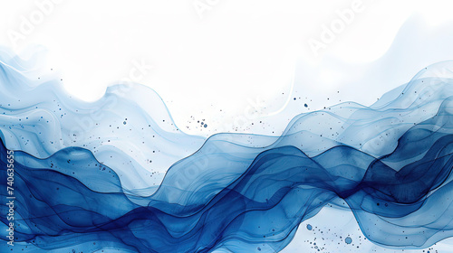 Fondo de pintura de acuarela abstracta color degradado azul oscuro con textura de líneas curvas fluidas y espacio en blanco para texto photo