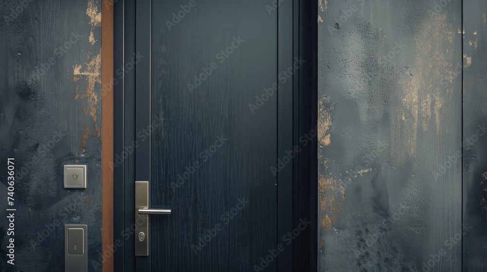 Close-up of an entrance wooden door with a rustic exterior, Generative AI Close-up of an entrance wooden door with a rustic exterior, Generative AI