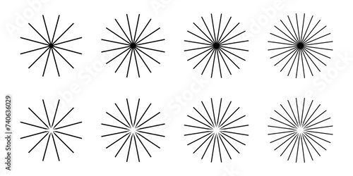 Radial Stripes Set – Collection of simple radial patterns isolated on white background