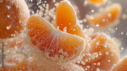Flying Tangerines Citrus Fruit Fresh Juicy Oranges Healthy Vitamin C Tropical Exotic Food, Generative Ai

 photo