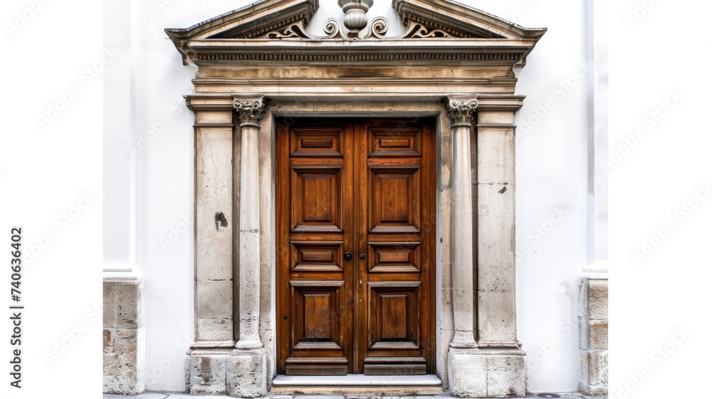Close-up of an entrance wooden door with a rustic exterior, Generative AI Close-up of an entrance wooden door with a rustic exterior, Generative AI