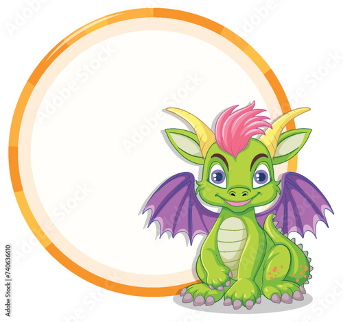 Colorful, cute dragon with a friendly smile © blueringmedia