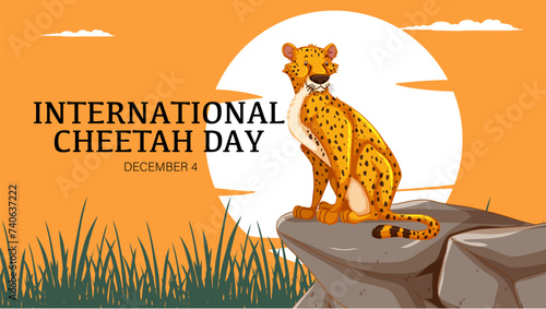 Vector illustration of a cheetah on International Cheetah Day.