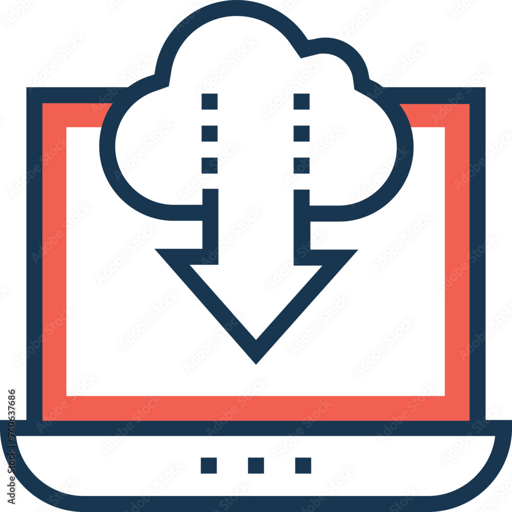 An icon of cloud storage flat vector An icon of cloud storage flat vector