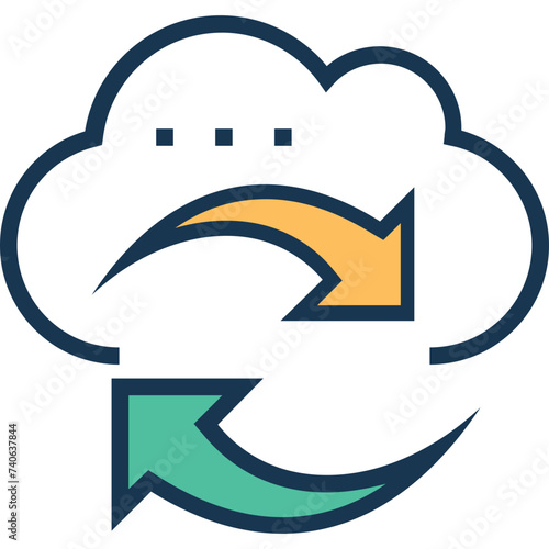 An icon of cloud sync flat design 