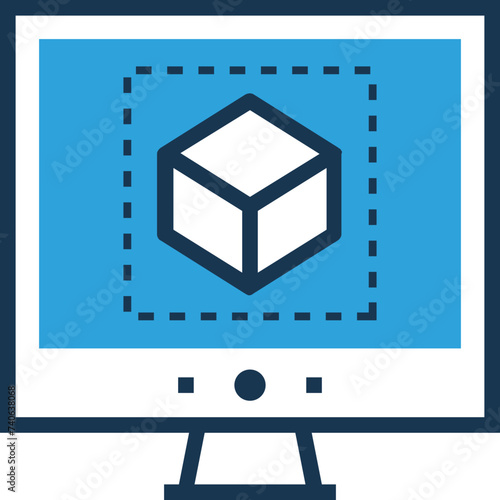 Flat icon denoting 3d design 