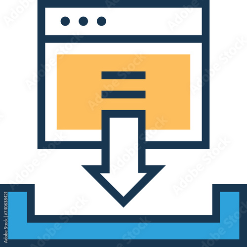 Flat icon denoting a download 