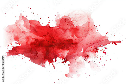 horizontal image of an isolated red watercolour splash on a white neutral background Generative AI