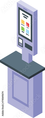 Modern self service icon isometric vector. Panel device. Register outlet